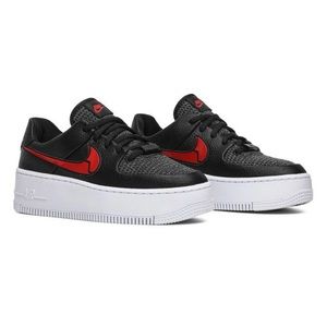 RARE Nike Air Force 1 AF1 Heartbreak Heart Valentines Black Red Sage Platform